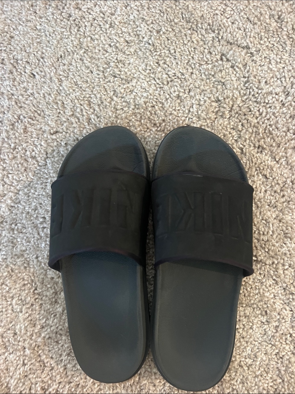Nike Black Embossed Logo Slide Sandals 8